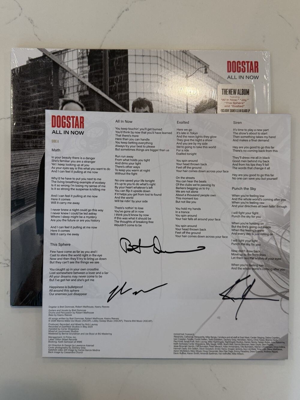 Keanu Reeves Dogstar All In Now Clear Vinyl LP + Signed Insert AUTOGRAPHED #4